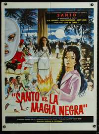 a371 SANTO VS LA MAGIA NEGRA Mexican movie poster '73 Santo