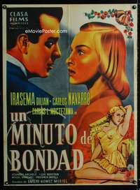 a386 UN MINUTO DE BONDAD Mexican movie poster '54 sexy art!