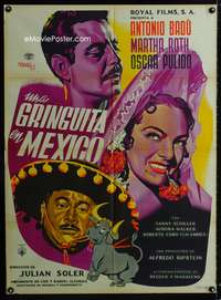 a388 UNA GRINGUITA EN MEXICO Mexican movie poster '51Renau art!