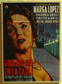 a389 UNA MUJER EN LA CALLE Mexican movie poster '55 Marga Lopez