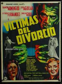 a390 VICTIMAS DEL DIVORCIO Mexican movie poster '52 Rivero