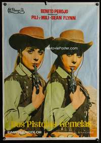 a321 WOMAN FOR RINGO Spanish movie poster '66 sexy twin guns!