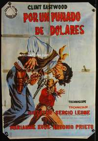 a283 FISTFUL OF DOLLARS Spanish movie poster '65 Clint Eastwood