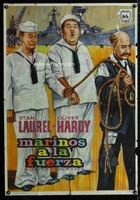 a307 SAPS AT SEA Spanish movie poster R65 Laurel & Hardy, Alvaro art!