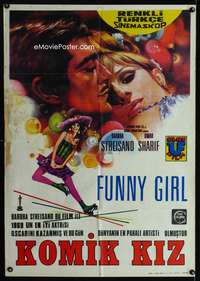 a031 FUNNY GIRL Turkish movie poster '69 Barbra Streisand, Sharif