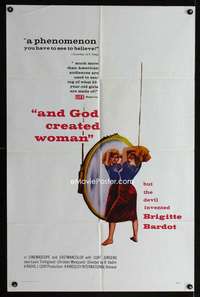 b043 AND GOD CREATED WOMAN one-sheet movie poster '57 Brigitte Bardot