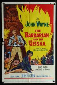 b073 BARBARIAN & THE GEISHA one-sheet movie poster '58 John Wayne, Ando