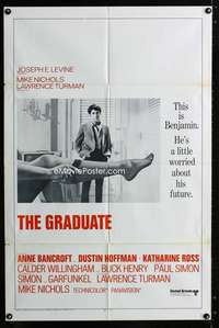 b476 GRADUATE int'l 1sh '68 classic image of Dustin Hoffman & Anne Bancroft's sexy leg!