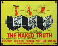 d418 NAKED TRUTH English half-sheet movie poster '57 Terry-Thomas, Sellers