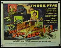 d006 27th DAY half-sheet movie poster '57 Gene Barry, sci-fi shocker!