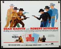 d010 5 CARD STUD half-sheet movie poster '68 Martin & Mitchum play poker!