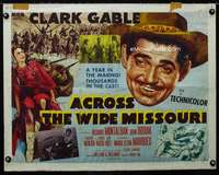 d017 ACROSS THE WIDE MISSOURI style B half-sheet movie poster '51 Gable