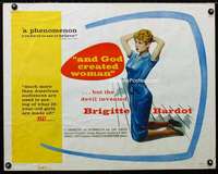 d039 AND GOD CREATED WOMAN half-sheet movie poster '57 Brigitte Bardot