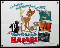 d055 BAMBI half-sheet movie poster R75 Walt Disney cartoon classic!