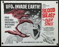 d076 BLOOD BEAST FROM OUTER SPACE half-sheet movie poster '66 sexy sci-fi!