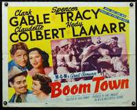 d085 BOOM TOWN half-sheet movie poster R56 Gable, Tracy, Colbert, Lamarr