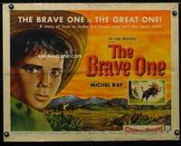d091 BRAVE ONE half-sheet movie poster '56 Irving Rapper western!