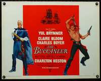d097 BUCCANEER style B half-sheet movie poster '58 Yul Brynner, Heston