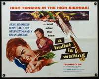 d099 BULLET IS WAITING style B half-sheet movie poster '54 Simmons, Calhoun