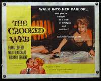 d133 CROOKED WEB half-sheet movie poster '55 sexy bad girl w/gun, noir!