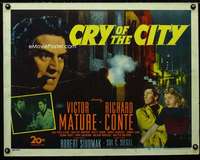 d134 CRY OF THE CITY half-sheet movie poster '48 film noir, Victor Mature