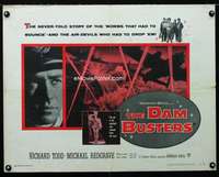d138 DAM BUSTERS half-sheet movie poster '55 Michael Redgrave, Richard Todd