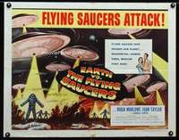 d173 EARTH VS THE FLYING SAUCERS style B half-sheet movie poster '56classic!