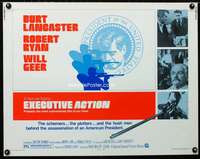 d185 EXECUTIVE ACTION half-sheet movie poster '73 Burt Lancaster, Ryan