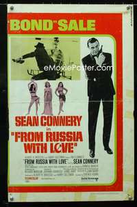 d217 FROM RUSSIA WITH LOVE/THUNDERBALL incomplete half-sheet movie poster '68