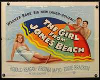 d232 GIRL FROM JONES BEACH half-sheet movie poster '49 Ronald Reagan, Mayo