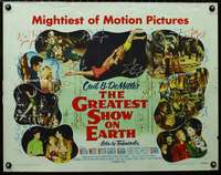 d248 GREATEST SHOW ON EARTH rare style B half-sheet movie poster '52