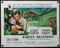 d251 GREEN MANSIONS style B half-sheet movie poster '59 Hepburn, Perkins