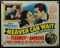 d260 HEAVEN CAN WAIT half-sheet movie poster '43 Gene Tierney, Lubitsch