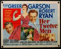d265 HER TWELVE MEN style B half-sheet movie poster '54 Greer Garson, Ryan