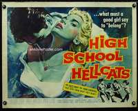 d269 HIGH SCHOOL HELLCATS half-sheet movie poster '58 best AIP bad girl!