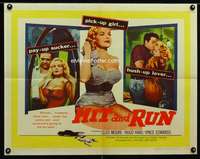 d273 HIT & RUN half-sheet movie poster '57 bad pick-up girl Cleo Moore!