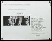d302 INTERIORS style B half-sheet movie poster '78 Woody Allen, Diane Keaton