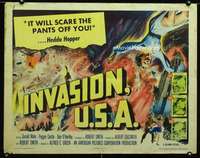 d305 INVASION USA half-sheet movie poster '52 Peggie Castle, sci-fi!