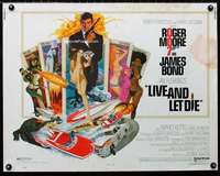d359 LIVE & LET DIE half-sheet movie poster '73 Roger Moore as James Bond!