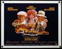 d368 LUCKY LADY half-sheet movie poster '75 Gene Hackman, Amsel art!