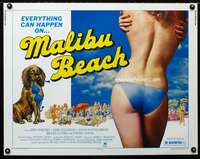 d372 MALIBU BEACH half-sheet movie poster '78 sexy girl in bikini image!