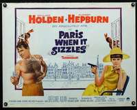 d457 PARIS WHEN IT SIZZLES half-sheet movie poster '64 Audrey Hepburn