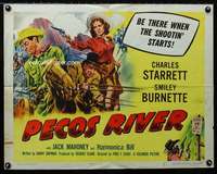 d460 PECOS RIVER half-sheet movie poster '51 Starrett as Durango Kid!