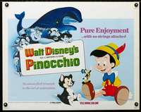 d470 PINOCCHIO half-sheet movie poster R78 Walt Disney classic cartoon!