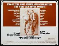 d472 POCKET MONEY half-sheet movie poster '72 Paul Newman, Lee Marvin