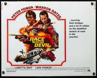 d489 RACE WITH THE DEVIL half-sheet movie poster '75 Peter Fonda, Oates