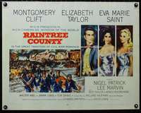 d492 RAINTREE COUNTY style A half-sheet movie poster '57 Clift, Liz Taylor