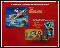d504 RESCUERS/MICKEY'S CHRISTMAS CAROL half-sheet movie poster '83 Disney