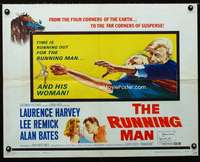 d525 RUNNING MAN half-sheet movie poster '63 Laurence Harvey, Carol Reed