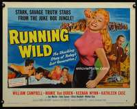 d526 RUNNING WILD style B half-sheet movie poster '55 Mamie Van Doren